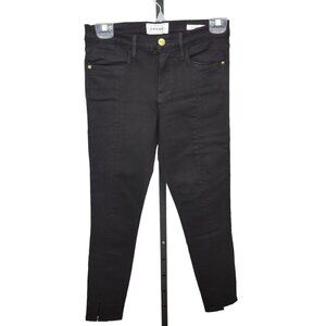 FRAME Denim  Le High Skinny Black Front Split High Waist Jeans